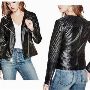 Guess Quilted Black Moto Jacket